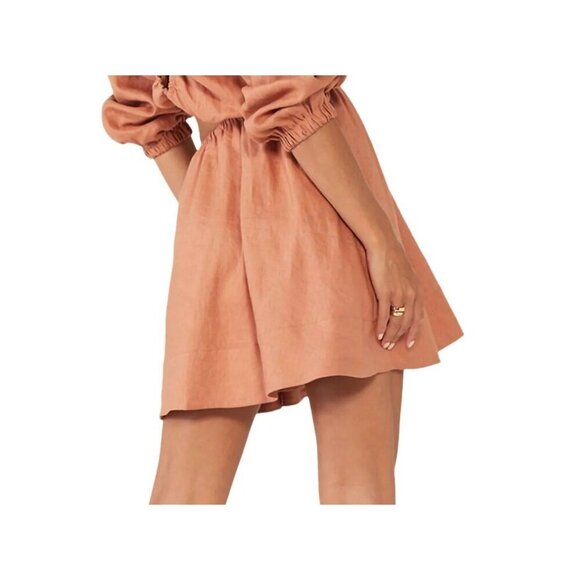 Sovere Entice Reversible Mini Cutout Linen Dress Bronze Womens Size Medium - Picture 5 of 10